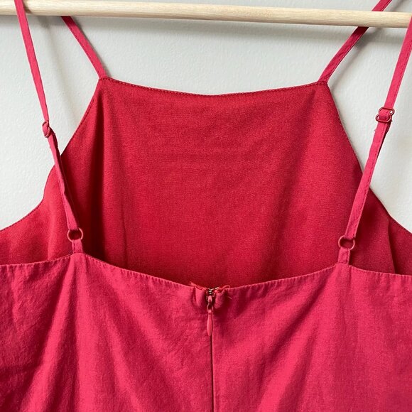 Blue Rain Women's Medium Sleeveless High Neck Boho Eyelet Scalloped Red Romper - Picture 8 of 11